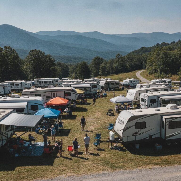 RVs at an event near Asheville, NC